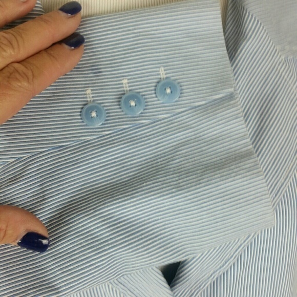 ATTENTION l Pinstripe 2 Button Cotton Blazer D6 - Picture 4 of 5